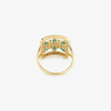 Load image into Gallery viewer, Bague Rita 1 verte or jaune, saphirs, émeraudes et diamants dos
