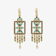 Load image into Gallery viewer, Boucles d'oreilles Rita 1 Verts en or 18 K, Saphirs, Diamants et émeraudes face
