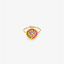 Load image into Gallery viewer, Bague Yellowstone 1 rouge, avec saphir rose, bleu ciel et jaune face
