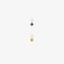 Cargar imagen en el visor de la Galería, Charm piercing saphir bleu foncé saphir jaune Or 18 carats Sophie d'Agon Face
