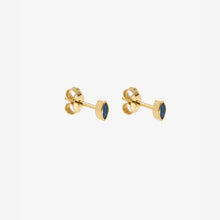 Load image into Gallery viewer, Sophie d'Agon , Puce d'oreilles Georgia 1 Bleue , or recyclé , or jaune 18K , saphir bleu , profil
