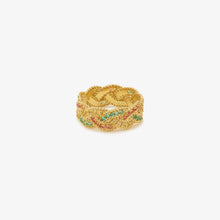 Load image into Gallery viewer, bague en or tressée emeraude saphirs Sophie d'Agon profil
