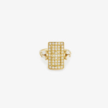 Load image into Gallery viewer, Ava bague 1 diamant or jaune, diamants blancs, face 
