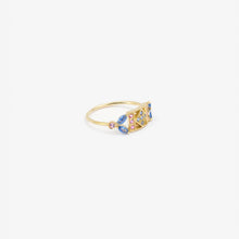Load image into Gallery viewer, Bague Ava 2 bleue or jaune, saphirs roses, jaunes et bleus profil
