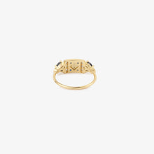 Load image into Gallery viewer, Bague Ava 2 marine or jaune, saphirs bleus, diamants salt and pepper dos
