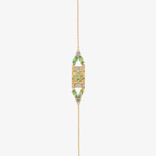 Load image into Gallery viewer, Bracelet Ava or jaune, tsavorites, saphirs bleus et jaunes face
