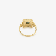 Load image into Gallery viewer, Ginger bague 5 forêt, émail, saphir, diamants salt &amp; pepper, diamants noirs, dos
