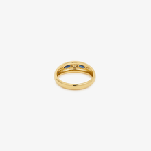 Load image into Gallery viewer, Miniflower Ring blue sapphire salt and pepper diamond emerald Sophie d'Agon back

