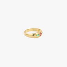 Load image into Gallery viewer, Bague Miniflower, or 18 carats, émeraude, rubis et saphir, profil
