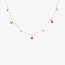Load image into Gallery viewer, Collier choker Miniflower or jaune, émeraudes, rubis et saphir rose
