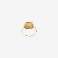 Load image into Gallery viewer, Bague Paloma 2 bleue or jaune, émeraudes, saphirs bleus et jaunes dos
