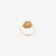 Load image into Gallery viewer, Bague Paloma 2 violette or jaune, saphirs violets et bleus dos
